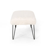Binniker Faux Fur Bench with Hairpin Legs by Christopher Knight Home