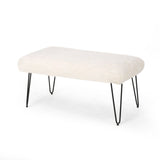 Binniker Faux Fur Bench with Hairpin Legs by Christopher Knight Home