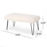 Binniker Faux Fur Bench with Hairpin Legs by Christopher Knight Home