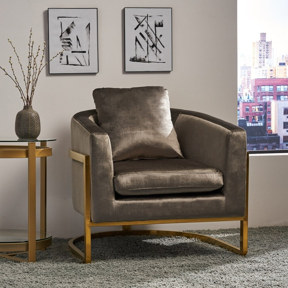 Briarcliff Glam Velvet and Goldtone Armchair by Christopher Knight Home
