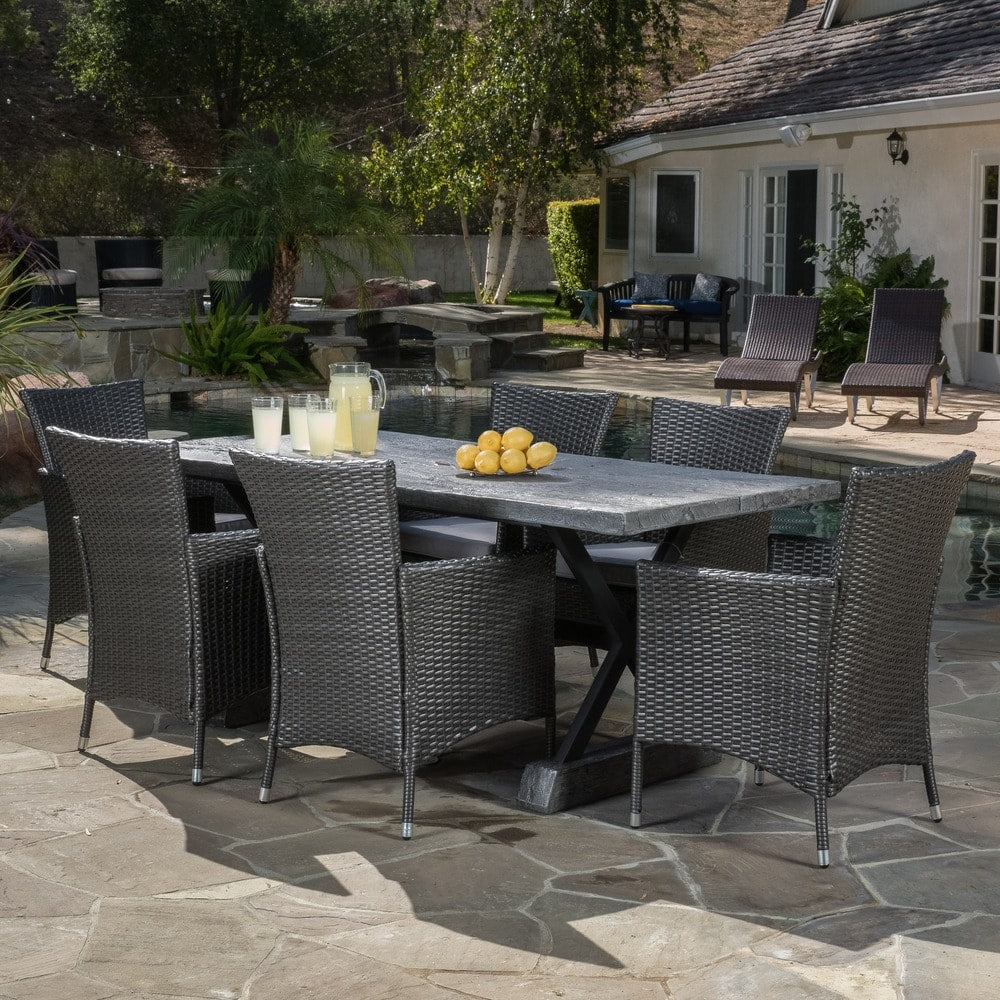 Numana Outdoor 7-pc. Lightweight Concrete Dining Set by Christopher Knight Home