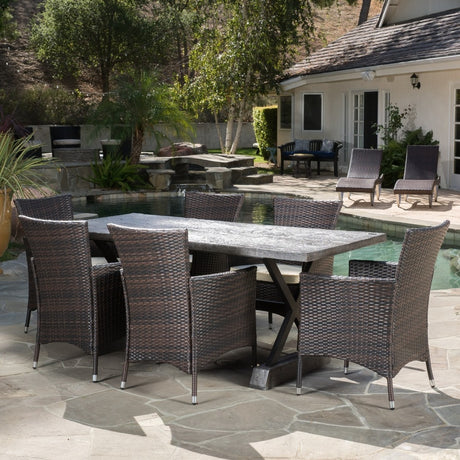 Numana Outdoor 7-pc. Lightweight Concrete Dining Set by Christopher Knight Home