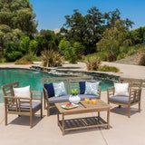 Caydon 4-piece Acacia Wood Patio Chat Set by Christopher Knight Home