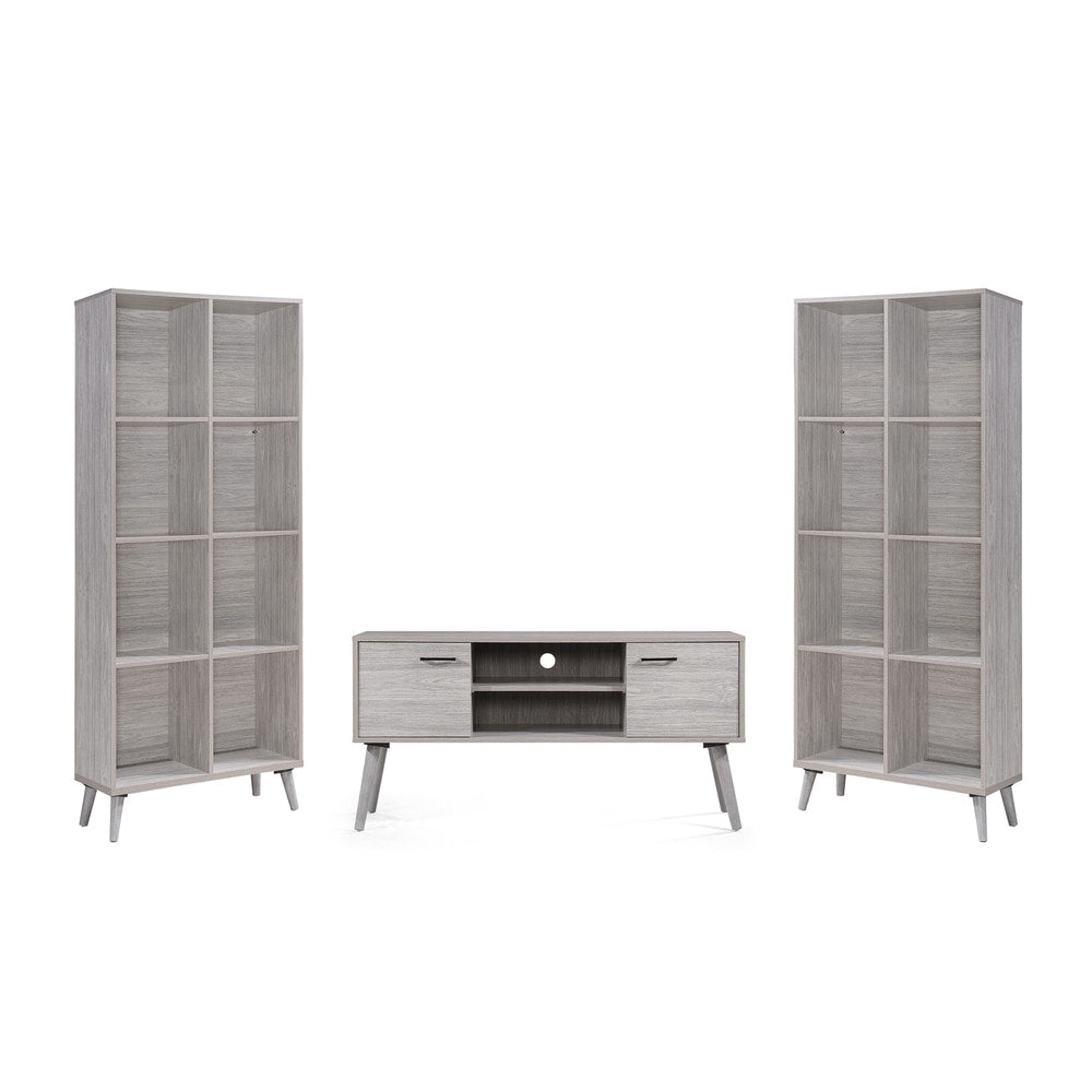 Chandelle Mid Century 3 Piece Faux Wood and Rubber Wood Entertainment Center Set by Christopher Knight Home