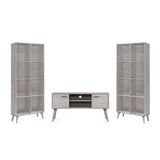 Chandelle Mid Century 3 Piece Faux Wood and Rubber Wood Entertainment Center Set by Christopher Knight Home