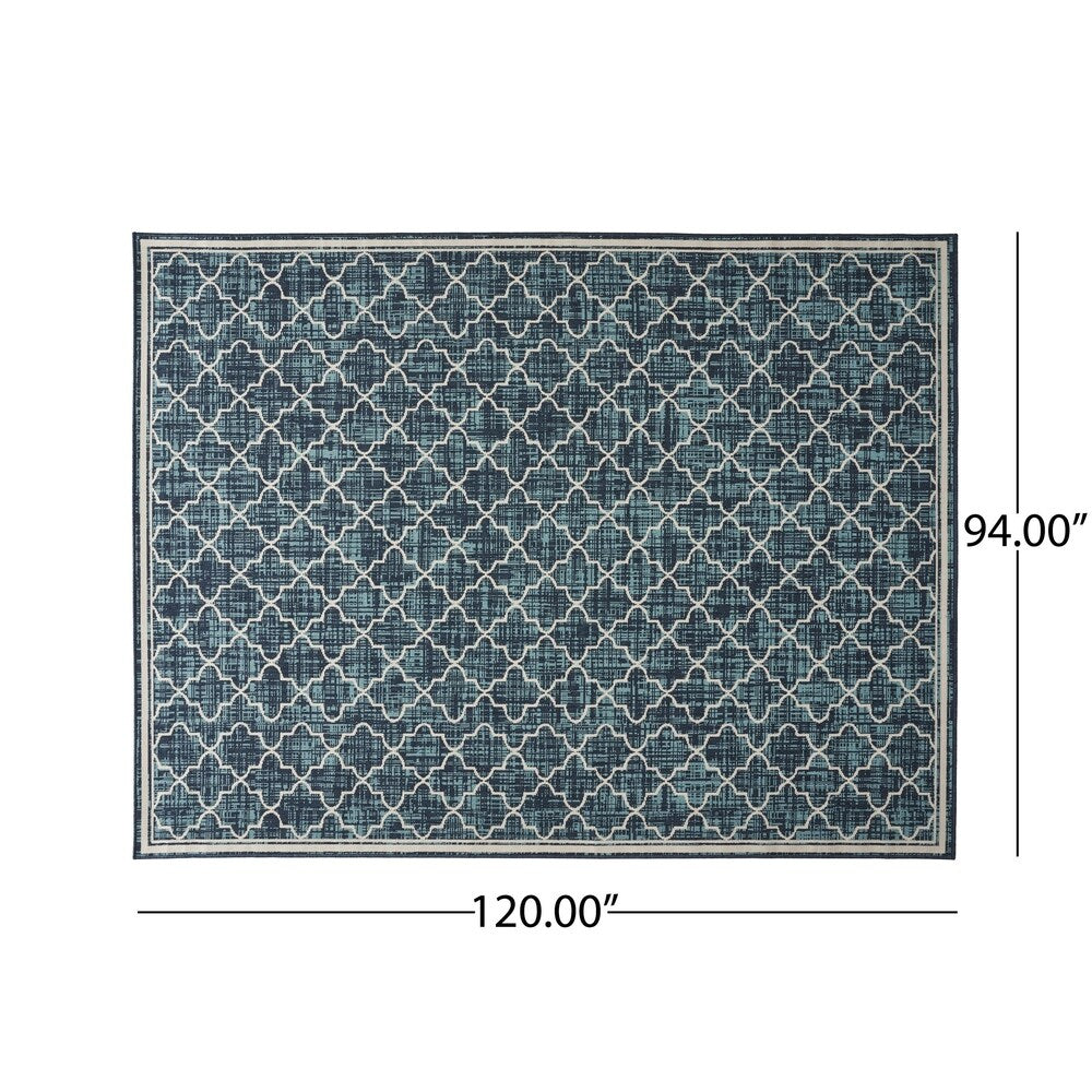 Coolidge Outdoor Trellis Area Rug, Blue and Ivory by Christopher Knight Home