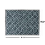 Coolidge Outdoor Trellis Area Rug, Blue and Ivory by Christopher Knight Home
