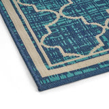 Coolidge Outdoor Trellis Area Rug, Blue and Ivory by Christopher Knight Home