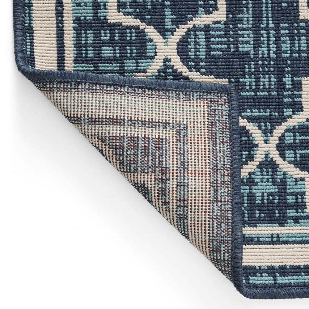 Coolidge Outdoor Trellis Area Rug, Blue and Ivory by Christopher Knight Home