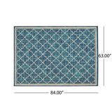 Coolidge Outdoor Trellis Area Rug, Blue and Ivory by Christopher Knight Home