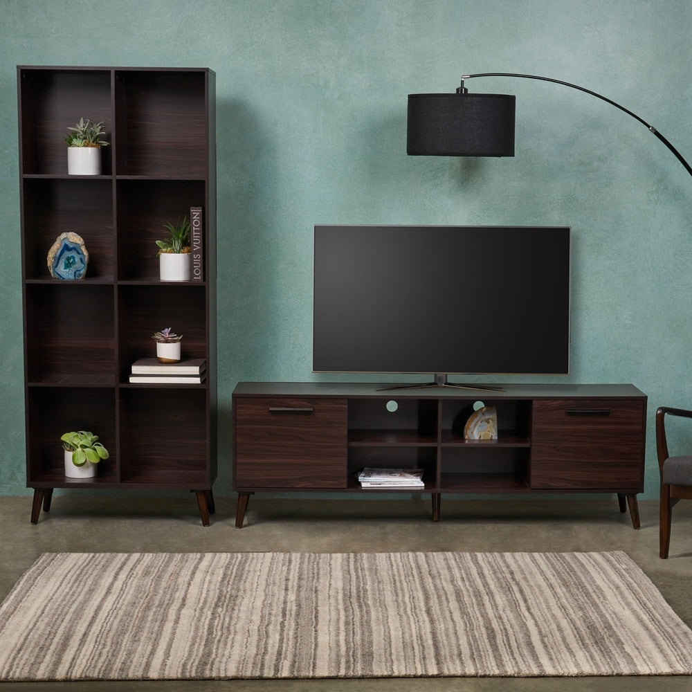 Doneva Mid Century 2 Piece Faux Wood and Rubber Wood Entertainment Center Set by Christopher Knight Home