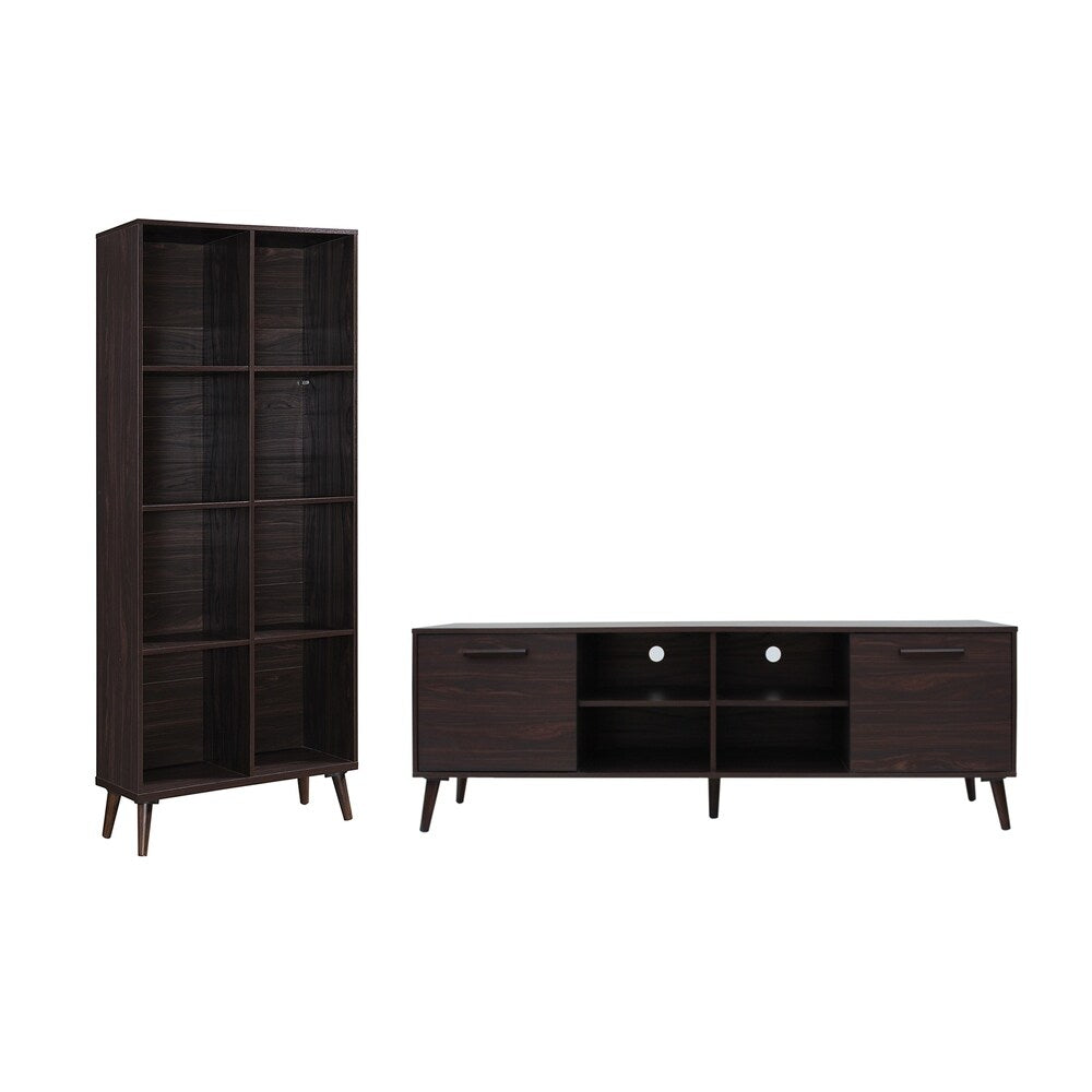 Doneva Mid Century 2 Piece Faux Wood and Rubber Wood Entertainment Center Set by Christopher Knight Home