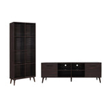 Doneva Mid Century 2 Piece Faux Wood and Rubber Wood Entertainment Center Set by Christopher Knight Home