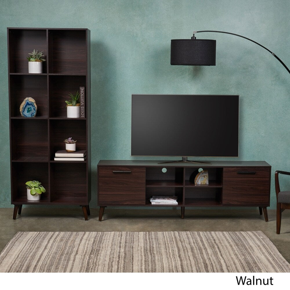 Doneva Mid Century 2 Piece Faux Wood and Rubber Wood Entertainment Center Set by Christopher Knight Home