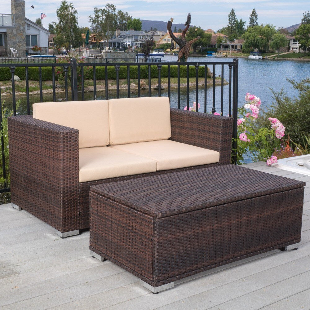 Murano Outdoor 2-piece Aluminum Chat Set with Cushions by Christopher Knight Home