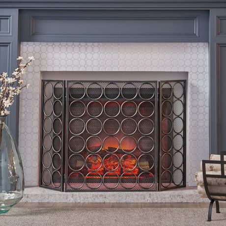 Hartly Modern Three Panel Fireplace screen by Christopher Knight Home - 30.00" H x 46.75" W x 1.25" D