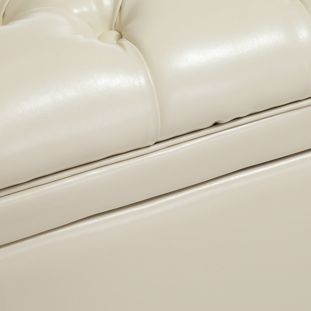Hastings Tufted Ivory Leather Storage Ottoman by Christopher Knight Home
