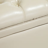 Hastings Tufted Ivory Leather Storage Ottoman by Christopher Knight Home