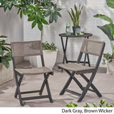 Hillside Outdoor Acacia Wood Foldable Bistro Chairs with Wicker Seating (Set of 2) by Christopher Knight Home