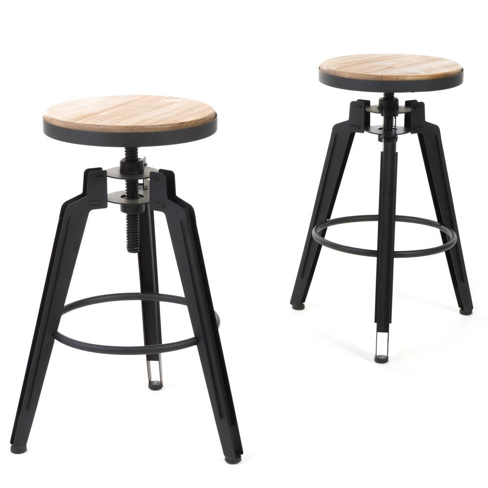 Isla 25-inch Adjustable Rustic Wood Barstool (Set of 2) by Christopher Knight Home