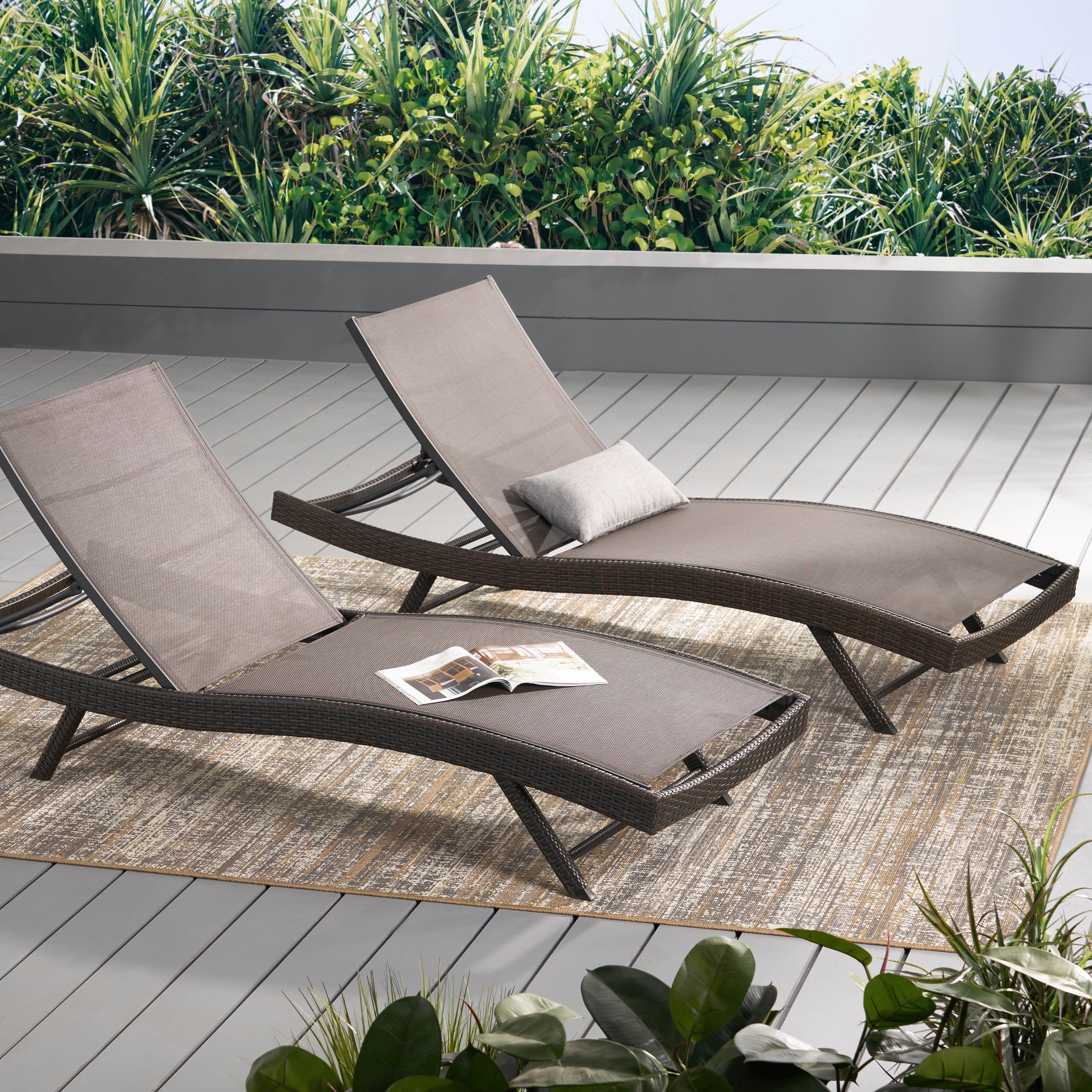 Christopher Knight Home Kauai Outdoor Chaise Lounge Set of 2 Overstock