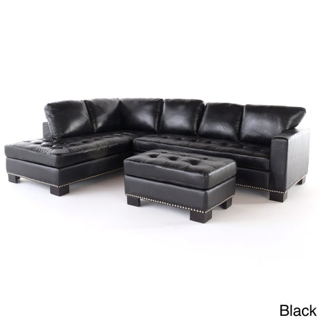 Lincoln Left Facing 3-piece Leather Sectional Sofa Set by Christopher Knight Home