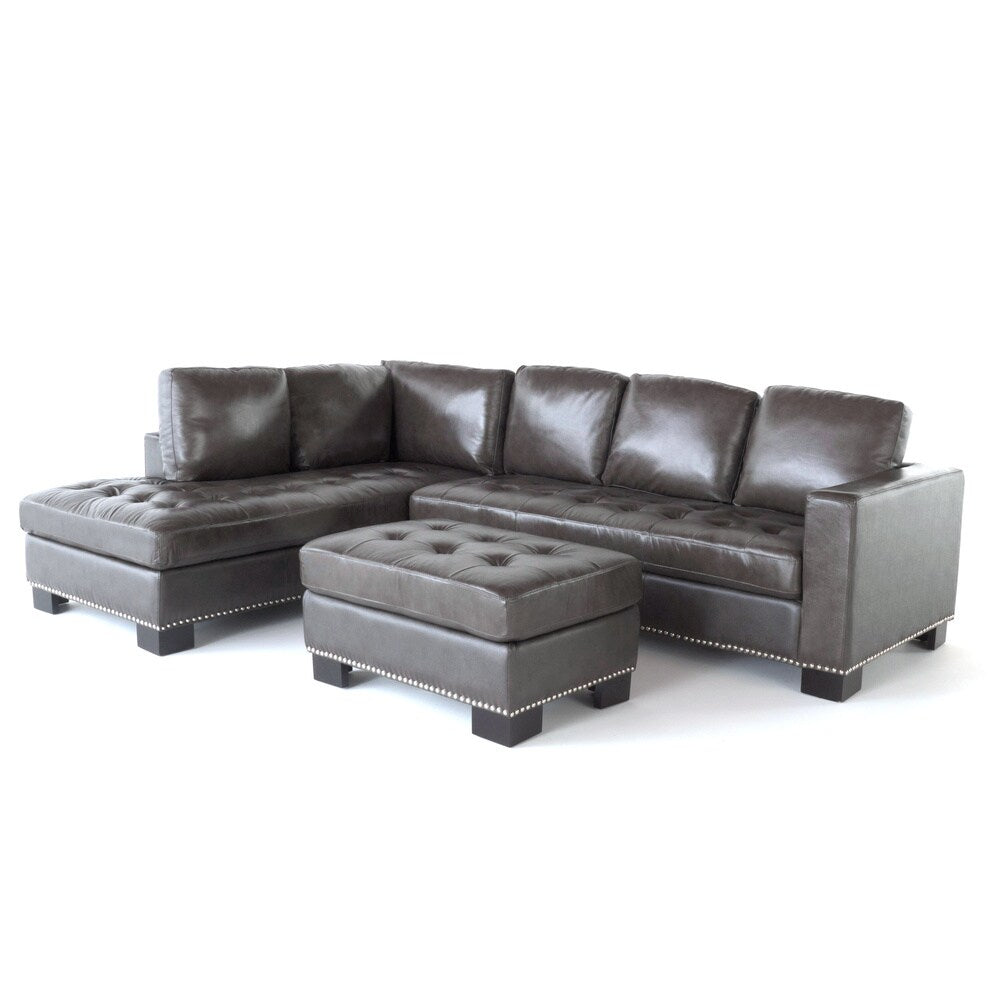 Lincoln Left Facing 3-piece Leather Sectional Sofa Set by Christopher Knight Home