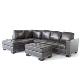 Lincoln Left Facing 3-piece Leather Sectional Sofa Set by Christopher Knight Home