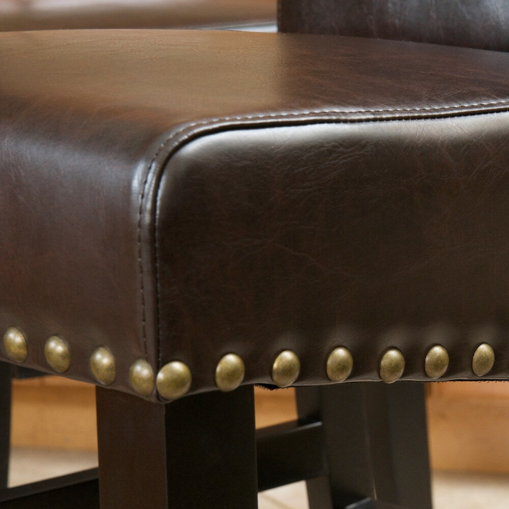 Lisette 41-inch Leather Counter Stool (Set of 2) by Christopher Knight Home