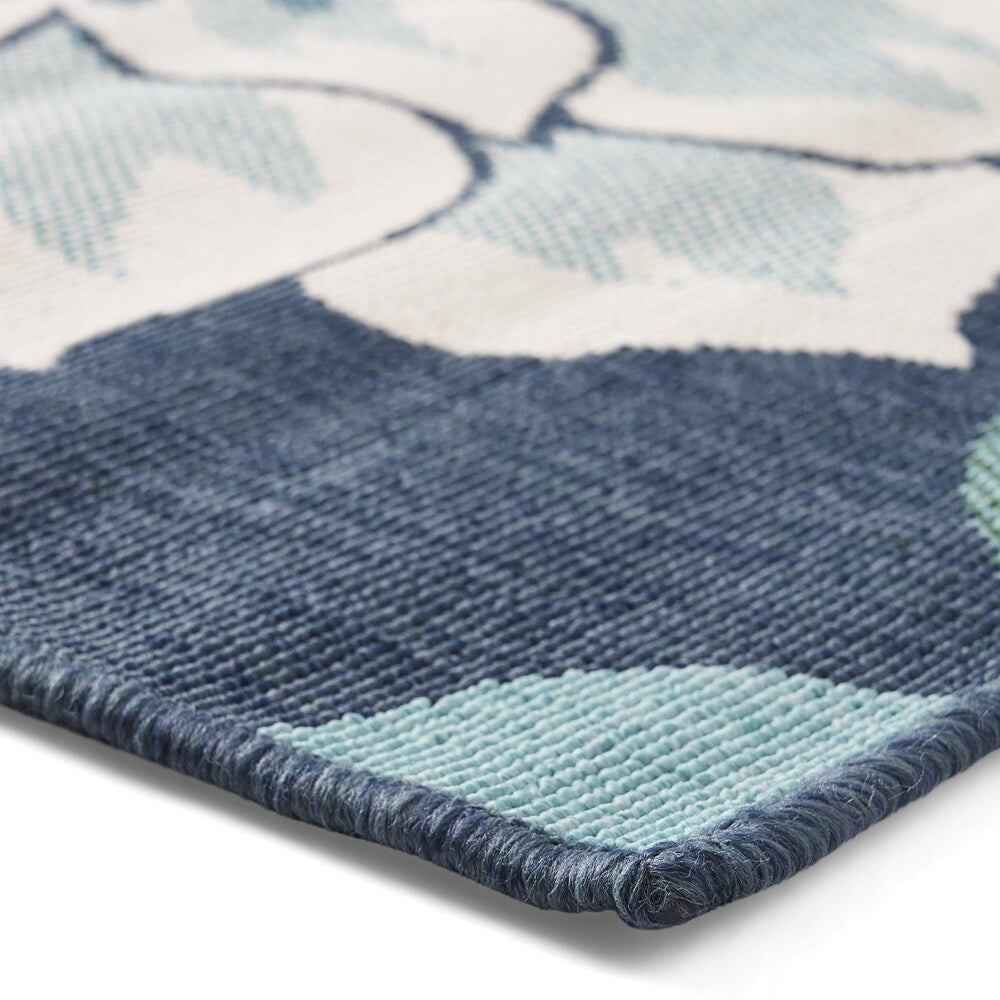 Meza Blue and Green Floral Outdoor Area Rug by Christopher Knight Home