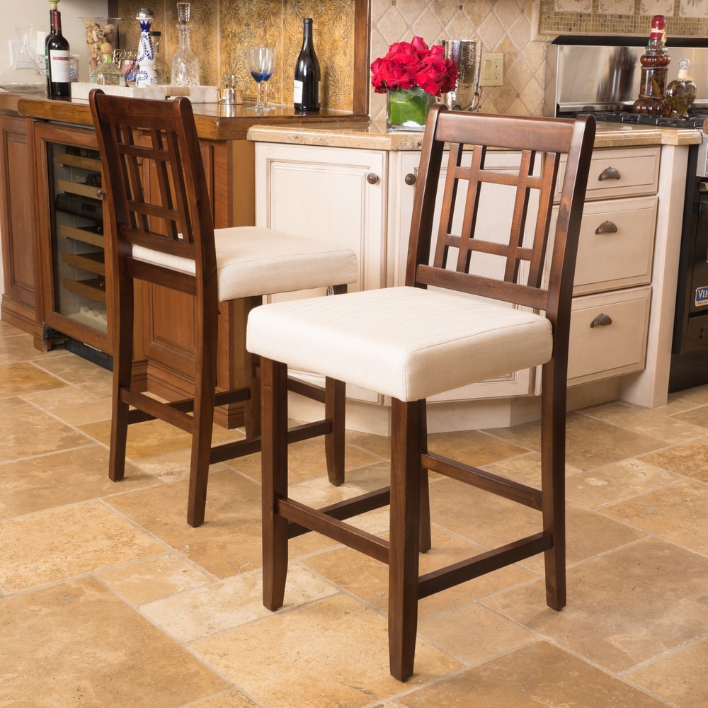 Nadia Acacia 26-inch Wood Counter Stool (Set of 2) by Christopher Knight Home
