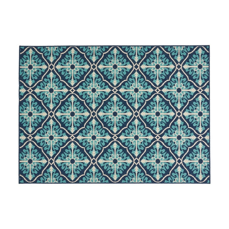 Morroco Navy/ Blue Trellis Outdoor Area Rug by Christopher Knight Home