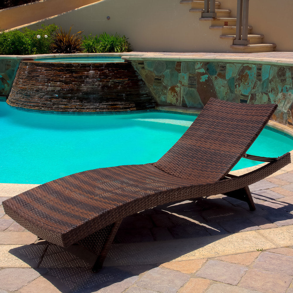 Outdoor Brown Wicker Adjustable Chaise Lounge Chairs (Set of 4) by Christopher Knight Home