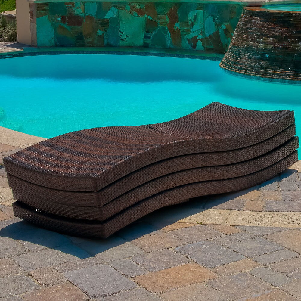 Outdoor Brown Wicker Adjustable Chaise Lounge Chairs (Set of 4) by Christopher Knight Home