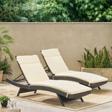 Christopher Knight Home Outdoor Brown Wicker Cushioned Adjustable Chaise Lounge (Set of 2)