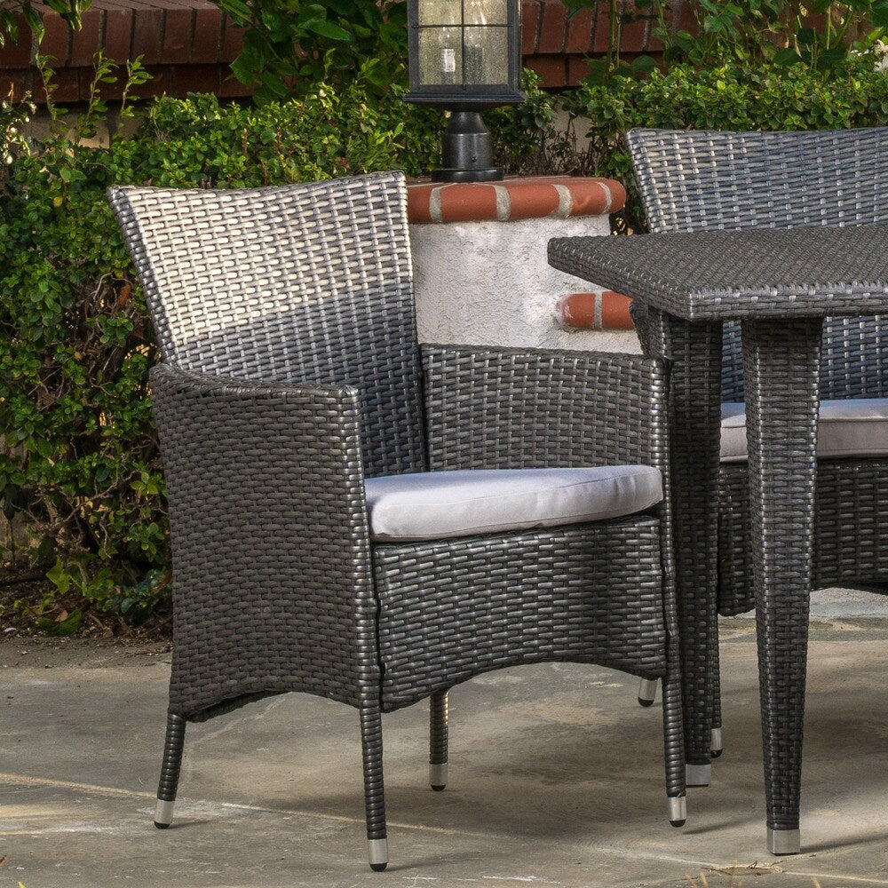 Outdoor Malta 7-piece PE Wicker Dining Set with Cushions by Christopher Knight Home