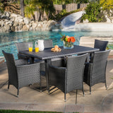 Outdoor Malta 7-piece PE Wicker Dining Set with Cushions by Christopher Knight Home