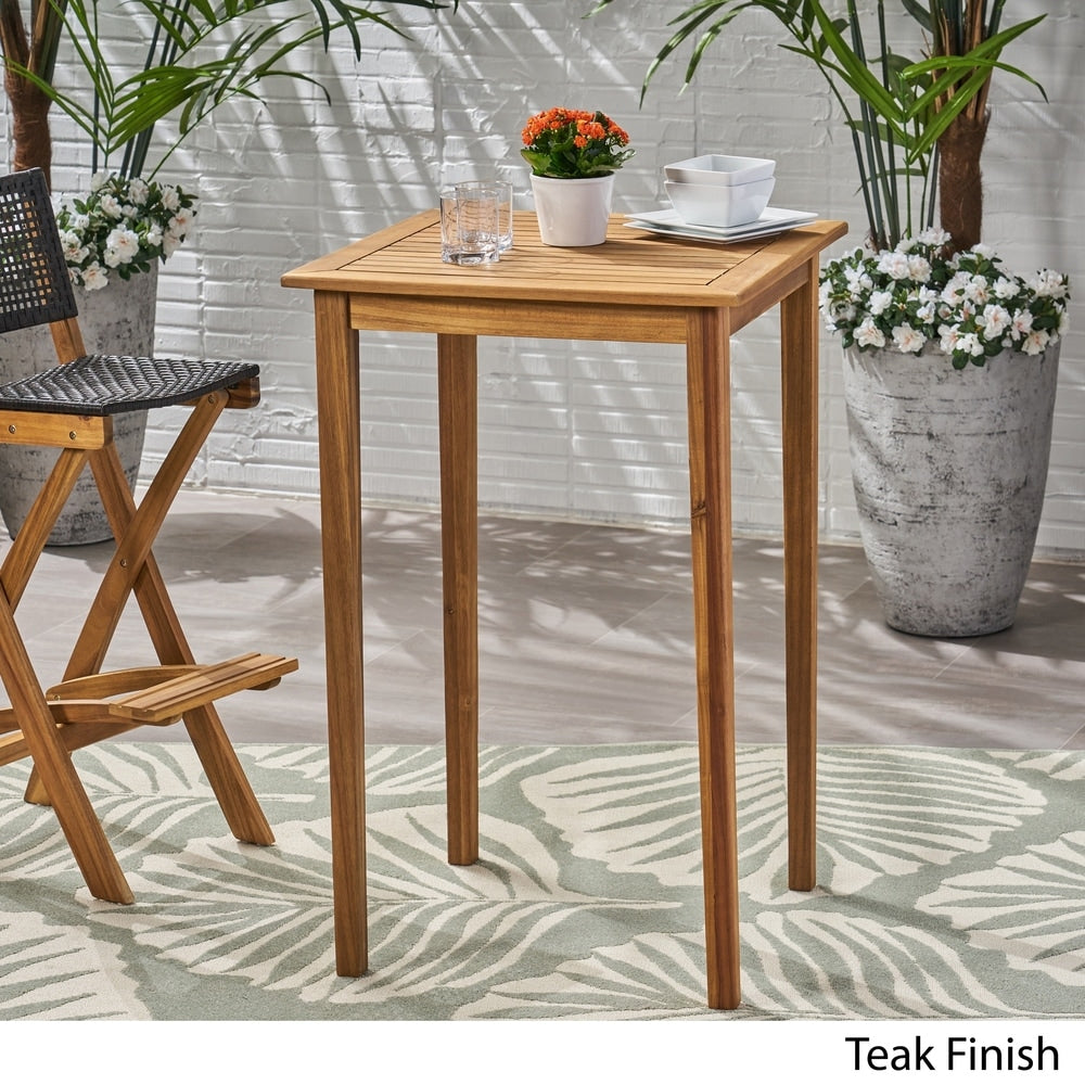 Polaris Outdoor Minimalist Square Acacia Wood Bar Table by Christopher Knight Home - 26.00" L x 26.00" W x 41.00" H