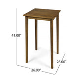 Polaris Outdoor Minimalist Square Acacia Wood Bar Table by Christopher Knight Home - 26.00" L x 26.00" W x 41.00" H