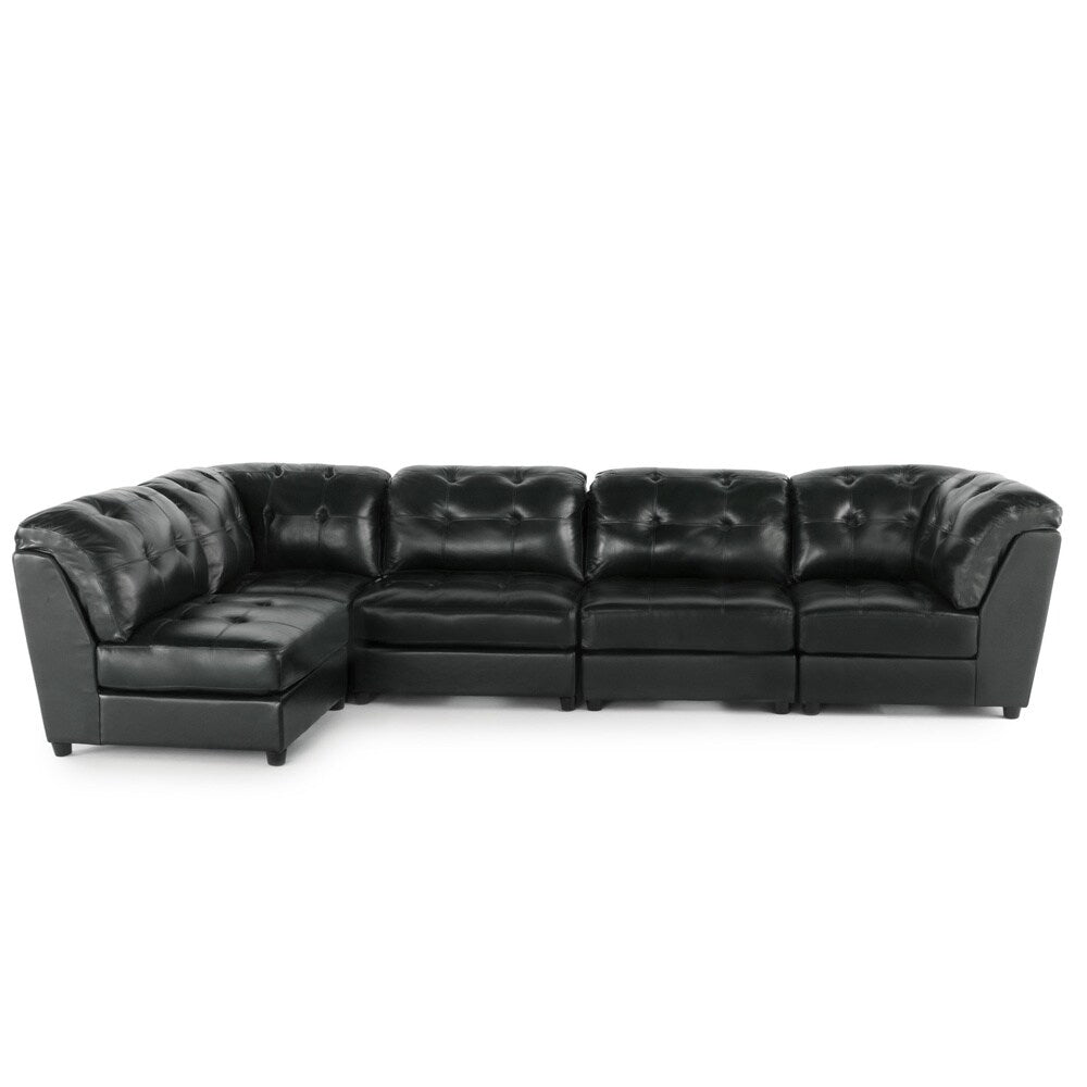 Christopher Knight Home Regen 5-piece Tufted Leather Sectional Sofa Set