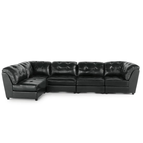 Christopher Knight Home Regen 5-piece Tufted Leather Sectional Sofa Set