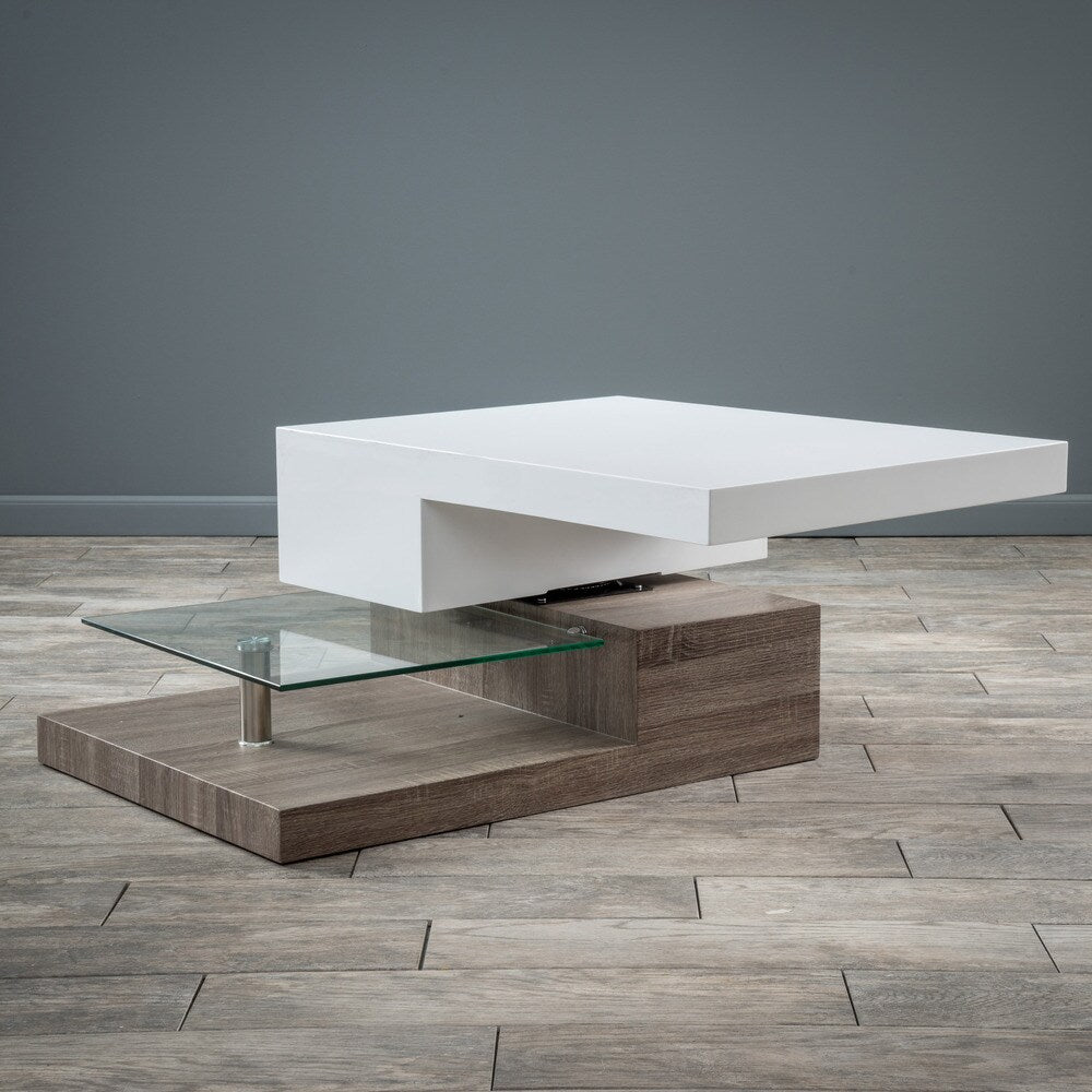 Small Rectangular Mod Coffee Table with Glass by Christopher Knight Home