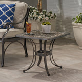 Sunshine Outdoor Cast Aluminum Side Table with Woven Floral Border by Christopher Knight Home
