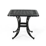 Sunshine Outdoor Cast Aluminum Side Table with Woven Floral Border by Christopher Knight Home