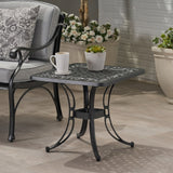 Sunshine Outdoor Cast Aluminum Side Table with Woven Floral Border by Christopher Knight Home