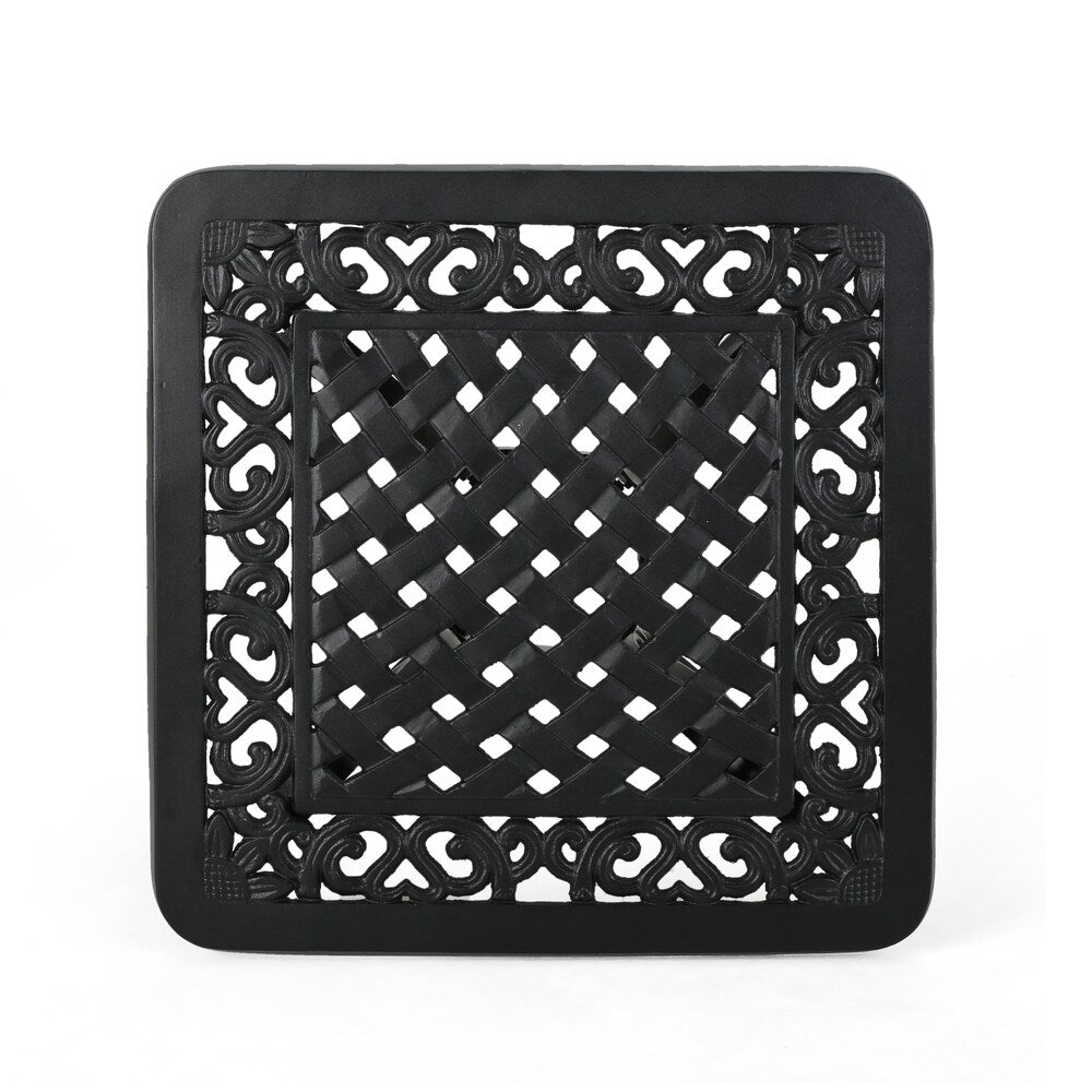 Sunshine Outdoor Cast Aluminum Side Table with Woven Floral Border by Christopher Knight Home