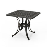 Sunshine Outdoor Cast Aluminum Side Table with Woven Floral Border by Christopher Knight Home