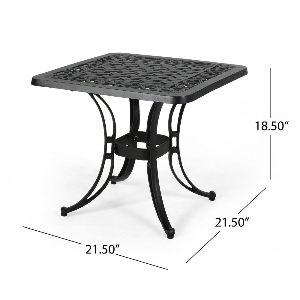 Sunshine Outdoor Cast Aluminum Side Table with Woven Floral Border by Christopher Knight Home