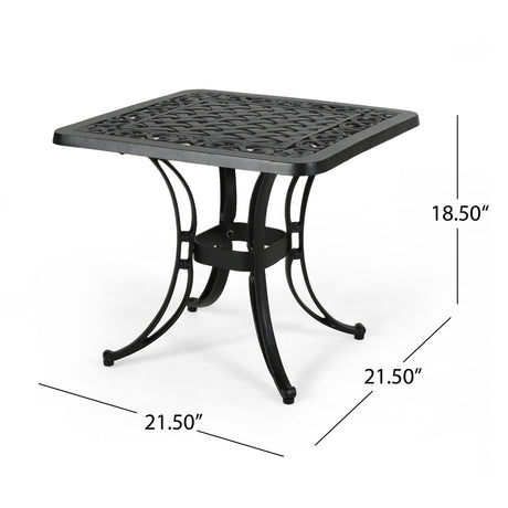Sunshine Outdoor Cast Aluminum Side Table with Woven Floral Border by Christopher Knight Home