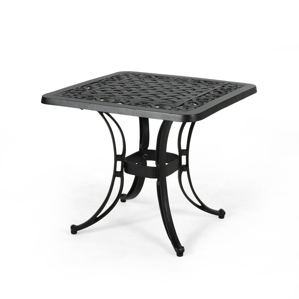 Sunshine Outdoor Cast Aluminum Side Table with Woven Floral Border by Christopher Knight Home